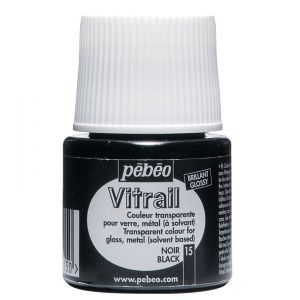 Farba witrażowa do szkła Pebeo Vitrail 45ml, Czarna/15 Black transparentna
